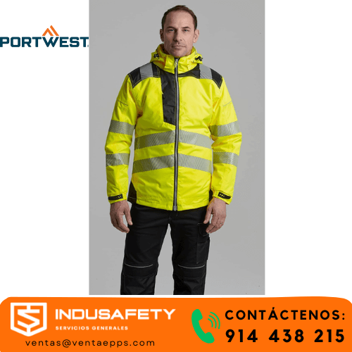 Casaca térmica para mina, T400 Portwest, casaca impermeable-casaca térmica con certificación ANSI/ISEA 107-Casaca Térmica Impermeable de Alta Visibilidad con Cinta Reflectiva