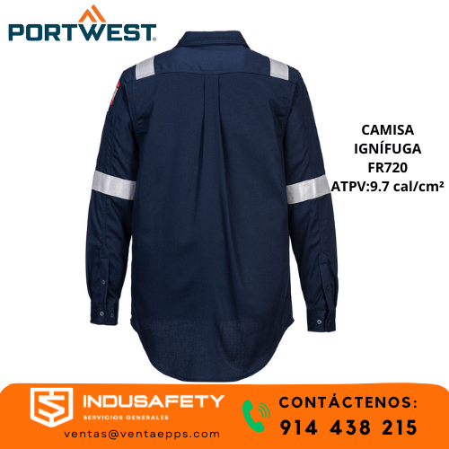 CAMISA IGNÍFUGA ALTA VISIBILIDAD – FR720 Portwest-CAMISA IGNIFUGA CON CINTAS REFLECTIVAS