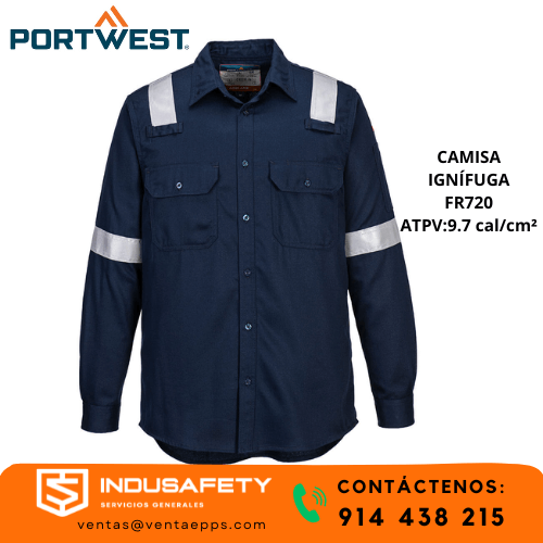 CAMISA IGNÍFUGA ALTA VISIBILIDAD – FR720 Portwest-CAMISA IGNIFUGA CON CINTAS REFLECTIVAS