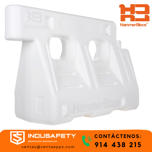 Barrera vial tipo New Jersey de plástico Hammer Blocs con dimensiones estándar para señalización y control vial