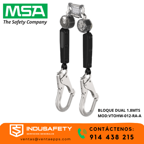 Bloque retráctil MSA Dual con cinta de nylon de 1.8 metros