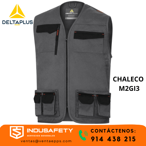 chaleco Deltaplus M2GI3 multibolsillos-chaleco industrial con portapase-chaleco para minería y tránsito-chaleco Deltaplus M2GI3 precio