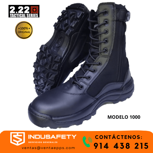 borceguí táctico serie 1000 cuero box y cierre lateral-botas tácticas con kodra 1000 para seguridad y defensa-borceguí cierre tractor rey resistente para climas extremos