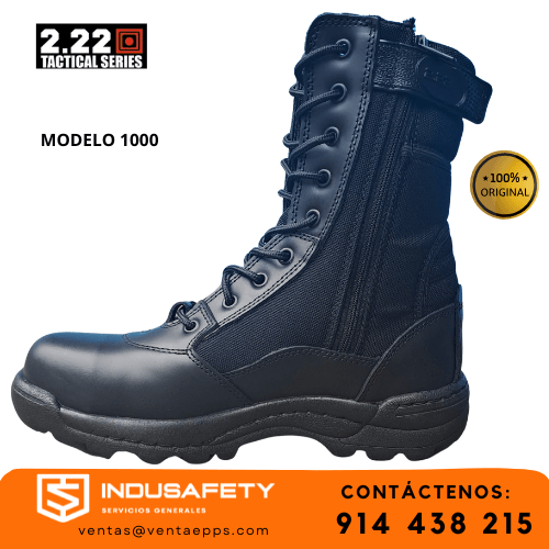 borceguí táctico serie 1000 cuero box y cierre lateral-botas tácticas con kodra 1000 para seguridad y defensa-borceguí cierre tractor rey resistente para climas extremos