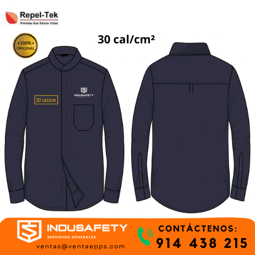 camisa ignífuga repeltek 30 cal protección clase 3- camisa resistente al arco eléctrico doble capa