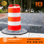 cilindro vial hammerblocs con base de caucho y cintas reflectivas-cilindro de seguridad vial HDPE resistente con base negra