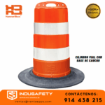 cilindro vial hammerblocs con base de caucho y cintas reflectivas-cilindro de seguridad vial HDPE resistente con base negra