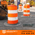 cilindro vial hammerblocs con base de caucho y cintas reflectivas-cilindro de seguridad vial HDPE resistente con base negra