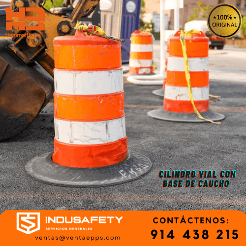 cilindro vial hammerblocs con base de caucho y cintas reflectivas-cilindro de seguridad vial HDPE resistente con base negra