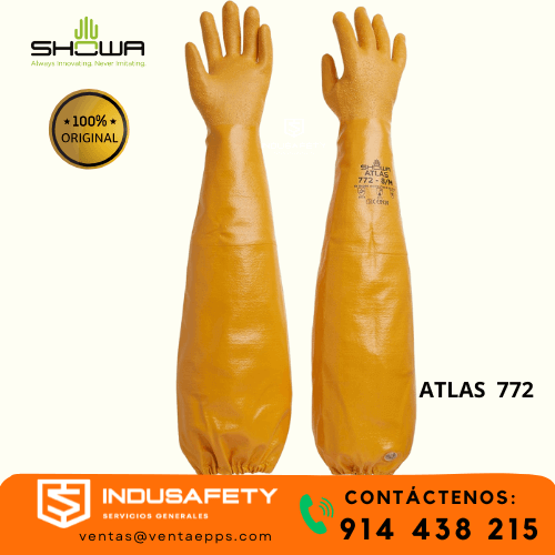 guante Showa 772 Atlas nitrilo hasta el codo amarillo