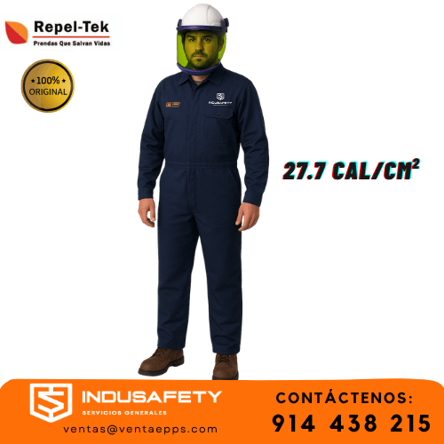 mameluco ignífugo repeltek 27.7 cal nivel 3 arco eléctrico-overol ignífugo repeltek 27.7 cal-ropa térmica 27.7 cal/cm² sin modacrílico para electricistas