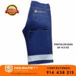 pantalón jean industrial 14.5oz con cinta reflectiva-pantalón denim resistente con costuras reforzadas-jean de trabajo para minería y soldadura