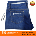 pantalón jean industrial 14.5oz con cinta reflectiva-pantalón denim resistente con costuras reforzadas-jean de trabajo para minería y soldadura