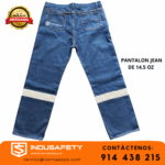 pantalón jean industrial 14.5oz con cinta reflectiva-pantalón denim resistente con costuras reforzadas-jean de trabajo para minería y soldadura