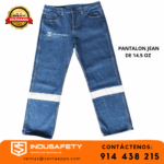 pantalón jean industrial 14.5oz con cinta reflectiva-pantalón denim resistente con costuras reforzadas-jean de trabajo para minería y soldadura