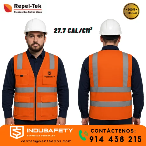 chaleco para arco eléctrico con doble capa ignífuga y alta visibilidad