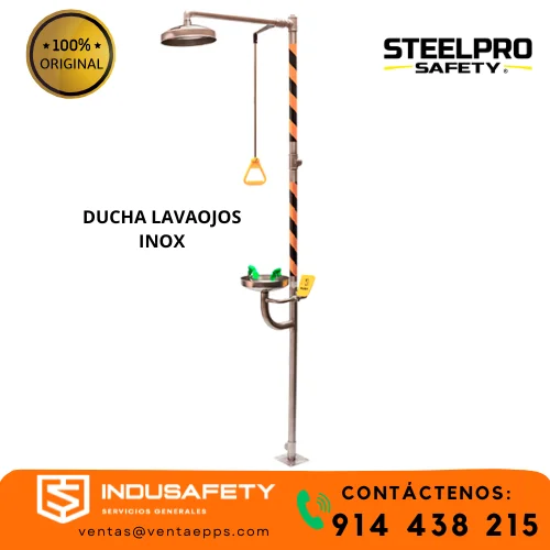 ducha de emergencia con lavaojos acero inoxidable 304